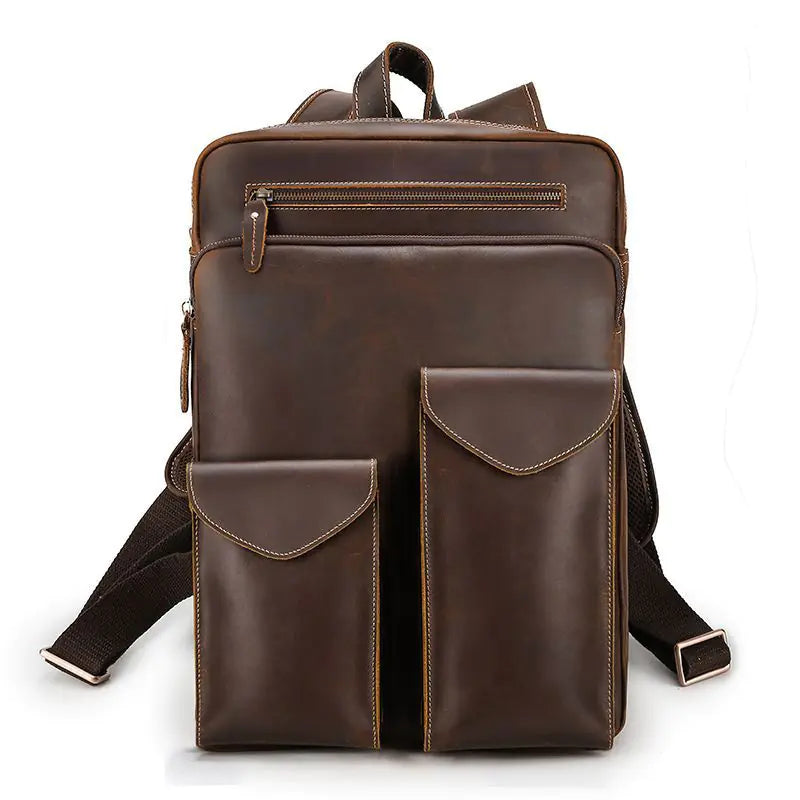 Rustic Leather Voyager Backpack