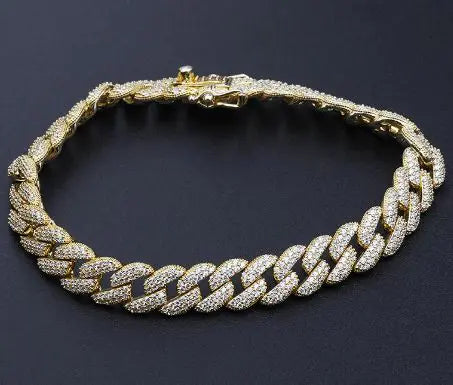 Silver Zircon Cuban Link Bracelet