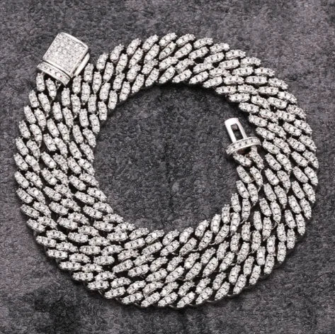 Sterling Silver Zircon Hip-Hop Necklace