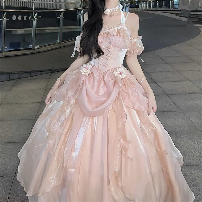 Elegant Sandy Rose Princess Gown