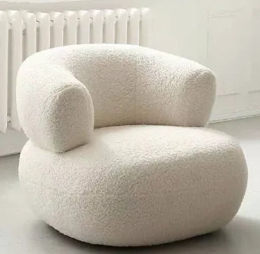 Sleek White Lambswool Accent Chair