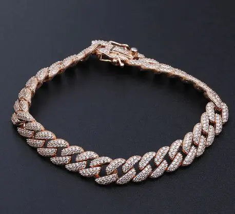Silver Zircon Cuban Link Bracelet