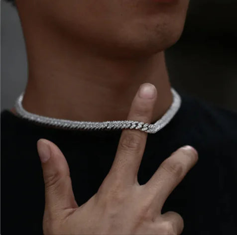 Sterling Silver Zircon Hip-Hop Necklace