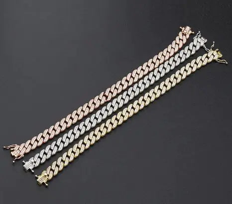 Silver Zircon Cuban Link Bracelet