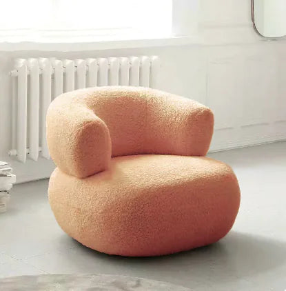 Minimalist White Lambswool Single Sofa