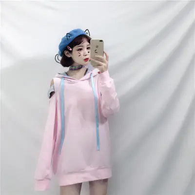 Elegant Off-Shoulder Lolita Hoodie