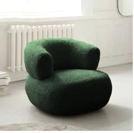 Minimalist White Lambswool Single Sofa