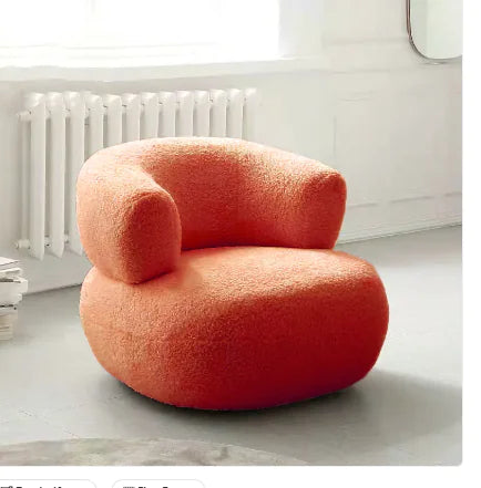 Minimalist White Lambswool Single Sofa