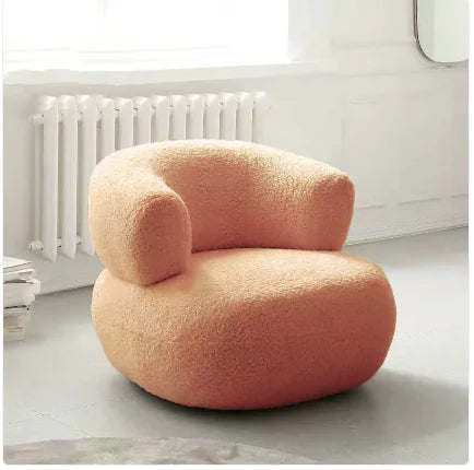 Minimalist White Lambswool Single Sofa