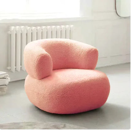 Minimalist White Lambswool Single Sofa