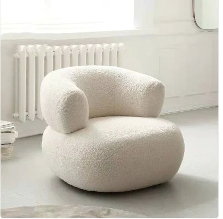 Minimalist White Lambswool Single Sofa