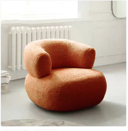 Minimalist White Lambswool Single Sofa